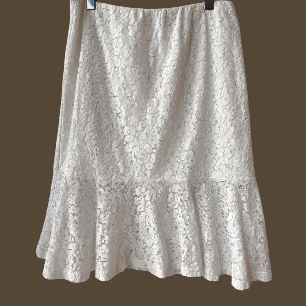 Another Story Trapeze MIDI Lace Trim Skirt